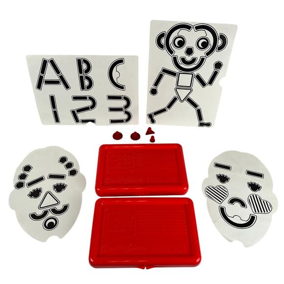 Lot of 2 Ohio Art Ghost Writer Magnetic Fun Kit Complete 12 Pieces Red Case - Picture 1 of 13